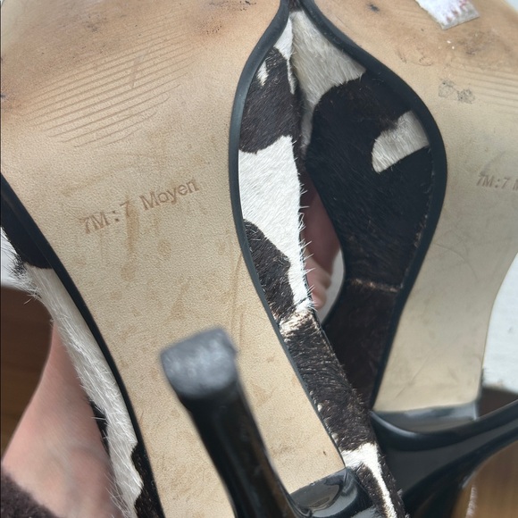 GUESS Pony Hair Cow Print Stiletto heels | 7M | Statement Animal Print Pumps - Picture 7 of 10